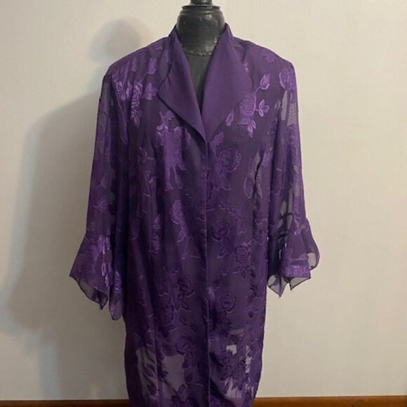 HBS Collection Woman Vintage Purple Floral Open Sheer Cardigan, size L - Picture 1 of 4
